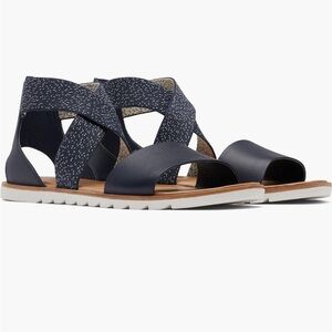 Sorel Ella II Blue Sandals with Crisscross Straps